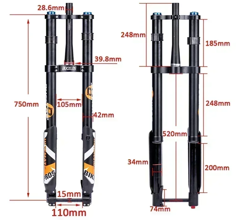 BUCKLOS Dual Crown Air Fork Straight/Tapered